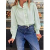 image:imageCicy Bell Womens Ruffle Striped Button Down Shirts Puff Long Sleeve Blouses  Trendy Casual Loose Fit Fall Tops Stand CollarArmy Green