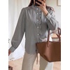image:imageCicy Bell Womens Ruffle Striped Button Down Shirts Puff Long Sleeve Blouses  Trendy Casual Loose Fit Fall Tops Stand CollarBlack