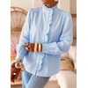 image:imageCicy Bell Womens Ruffle Striped Button Down Shirts Puff Long Sleeve Blouses  Trendy Casual Loose Fit Fall Tops Stand CollarBlue