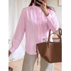 image:imageCicy Bell Womens Ruffle Striped Button Down Shirts Puff Long Sleeve Blouses  Trendy Casual Loose Fit Fall Tops Stand CollarPink