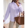 image:imageCicy Bell Womens Ruffle Striped Button Down Shirts Puff Long Sleeve Blouses  Trendy Casual Loose Fit Fall Tops Stand CollarViolet