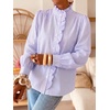 image:imageCicy Bell Womens Ruffle Striped Button Down Shirts Puff Long Sleeve Blouses  Trendy Casual Loose Fit Fall Tops Stand CollarViolet
