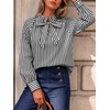 image:imageCicy Bell Womens Striped Bow Tie Blouse Puff Long Sleeve Ruffle Cotton Tops  Dressy Casual V Neck Loose Fit Fall Trendy Work Office Business CasualBlack Strips