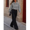 image:imageCicy Bell Womens Striped Bow Tie Blouse Puff Long Sleeve Ruffle Cotton Tops  Dressy Casual V Neck Loose Fit Fall Trendy Work Office Business CasualBlack Strips