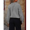 image:imageCicy Bell Womens Striped Bow Tie Blouse Puff Long Sleeve Ruffle Cotton Tops  Dressy Casual V Neck Loose Fit Fall Trendy Work Office Business CasualBlack Strips