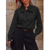 image:imageCicy Bell Womens Striped Bow Tie Blouse Puff Long Sleeve Ruffle Cotton Tops  Dressy Casual V Neck Loose Fit Fall Trendy Work Office Business CasualCute Black