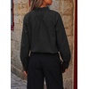image:imageCicy Bell Womens Striped Bow Tie Blouse Puff Long Sleeve Ruffle Cotton Tops  Dressy Casual V Neck Loose Fit Fall Trendy Work Office Business CasualCute Black