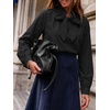 image:imageCicy Bell Womens Striped Bow Tie Blouse Puff Long Sleeve Ruffle Cotton Tops  Dressy Casual V Neck Loose Fit Fall Trendy Work Office Business CasualCute Black