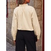 image:imageCicy Bell Womens Striped Bow Tie Blouse Puff Long Sleeve Ruffle Cotton Tops  Dressy Casual V Neck Loose Fit Fall Trendy Work Office Business CasualCute Khaki