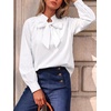 image:imageCicy Bell Womens Striped Bow Tie Blouse Puff Long Sleeve Ruffle Cotton Tops  Dressy Casual V Neck Loose Fit Fall Trendy Work Office Business CasualCute White