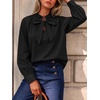 image:imageCicy Bell Womens Striped Bow Tie Blouse Puff Long Sleeve Ruffle Cotton Tops  Dressy Casual V Neck Loose Fit Fall Trendy Work Office Business CasualCute Black