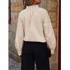 image:imageCicy Bell Womens Striped Bow Tie Blouse Puff Long Sleeve Ruffle Cotton Tops  Dressy Casual V Neck Loose Fit Fall Trendy Work Office Business CasualKhaki