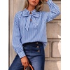 image:imageCicy Bell Womens Striped Bow Tie Blouse Puff Long Sleeve Ruffle Cotton Tops  Dressy Casual V Neck Loose Fit Fall Trendy Work Office Business CasualNavy