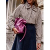 image:imageCicy Bell Womens Striped Bow Tie Blouse Puff Long Sleeve Ruffle Cotton Tops  Dressy Casual V Neck Loose Fit Fall Trendy Work Office Business CasualPlaid Coffee
