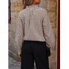 image:imageCicy Bell Womens Striped Bow Tie Blouse Puff Long Sleeve Ruffle Cotton Tops  Dressy Casual V Neck Loose Fit Fall Trendy Work Office Business CasualPlaid Coffee