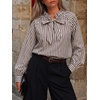 image:imageCicy Bell Womens Striped Bow Tie Blouse Puff Long Sleeve Ruffle Cotton Tops  Dressy Casual V Neck Loose Fit Fall Trendy Work Office Business CasualPlaid Coffee