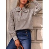 image:imageCicy Bell Womens Striped Bow Tie Blouse Puff Long Sleeve Ruffle Cotton Tops  Dressy Casual V Neck Loose Fit Fall Trendy Work Office Business CasualPlaid Coffee