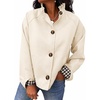 image:imageCicy Bell Womens Cropped Short Trench Coat Single Breasted Ruffle Stand Collar Jackets Fall Lightweight OuterwearApricot