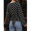 image:imageCicy Bell Women Bell Long Sleeve Wrap Tops Tie Back Boat Neck T Shirt  Casual Trendy Batwing Long Sleeve Loose Fit Cinched Waist Flowy Blouse Summer Fall ClothesPolka Dotsblack