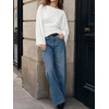 image:imageCicy Bell Women Bell Long Sleeve Wrap Tops Tie Back Boat Neck T Shirt  Casual Trendy Batwing Long Sleeve Loose Fit Cinched Waist Flowy Blouse Summer Fall ClothesWhite