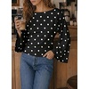 image:imageCicy Bell Women Bell Long Sleeve Wrap Tops Tie Back Boat Neck T Shirt  Casual Trendy Batwing Long Sleeve Loose Fit Cinched Waist Flowy Blouse Summer Fall ClothesPolka Dotsblack