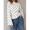 image:imageCicy Bell Women Bell Long Sleeve Wrap Tops Tie Back Boat Neck T Shirt  Casual Trendy Batwing Long Sleeve Loose Fit Cinched Waist Flowy Blouse Summer Fall ClothesPolka Dotswhite