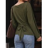 image:imageCicy Bell Women Bell Long Sleeve Wrap Tops Tie Back Boat Neck T Shirt  Casual Trendy Batwing Long Sleeve Loose Fit Cinched Waist Flowy Blouse Summer Fall ClothesArmy Green