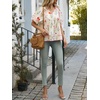 image:imageCicy Bell Womens Floral Babydoll Tops V Neck Lantern Sleeve Loose Blouses  Cute Style Summer Flowy Versatile for Daily Machine WashableCute Beige