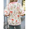image:imageCicy Bell Womens Floral Babydoll Tops V Neck Lantern Sleeve Loose Blouses  Cute Style Summer Flowy Versatile for Daily Machine WashableCute Beige