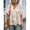 image:imageCicy Bell Womens Floral Babydoll Tops V Neck Lantern Sleeve Loose Blouses  Cute Style Summer Flowy Versatile for Daily Machine WashableCute Beige