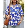 image:imageCicy Bell Womens Floral Babydoll Tops V Neck Lantern Sleeve Loose Blouses  Cute Style Summer Flowy Versatile for Daily Machine WashableCute Blue