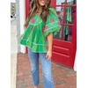 image:imageCicy Bell Womens Floral Babydoll Tops V Neck Lantern Sleeve Loose Blouses  Cute Style Summer Flowy Versatile for Daily Machine WashableCute Green