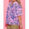 image:imageCicy Bell Womens Floral Babydoll Tops V Neck Lantern Sleeve Loose Blouses  Cute Style Summer Flowy Versatile for Daily Machine WashableCute Light Purple