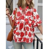 image:imageCicy Bell Womens Floral Babydoll Tops V Neck Lantern Sleeve Loose Blouses  Cute Style Summer Flowy Versatile for Daily Machine WashableCute Red