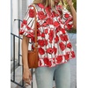 image:imageCicy Bell Womens Floral Babydoll Tops V Neck Lantern Sleeve Loose Blouses  Cute Style Summer Flowy Versatile for Daily Machine WashableCute Red