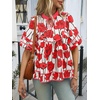 image:imageCicy Bell Womens Floral Babydoll Tops V Neck Lantern Sleeve Loose Blouses  Cute Style Summer Flowy Versatile for Daily Machine WashableCute Red