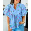 image:imageCicy Bell Womens Floral Babydoll Tops V Neck Lantern Sleeve Loose Blouses  Cute Style Summer Flowy Versatile for Daily Machine WashableCute Sky Blue