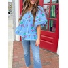 image:imageCicy Bell Womens Floral Babydoll Tops V Neck Lantern Sleeve Loose Blouses  Cute Style Summer Flowy Versatile for Daily Machine WashableCute Sky Blue