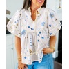 image:imageCicy Bell Womens Floral Babydoll Tops V Neck Lantern Sleeve Loose Blouses  Cute Style Summer Flowy Versatile for Daily Machine WashableCute White