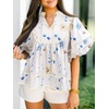 image:imageCicy Bell Womens Floral Babydoll Tops V Neck Lantern Sleeve Loose Blouses  Cute Style Summer Flowy Versatile for Daily Machine WashableCute White