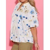 image:imageCicy Bell Womens Floral Babydoll Tops V Neck Lantern Sleeve Loose Blouses  Cute Style Summer Flowy Versatile for Daily Machine WashableCute White