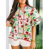 image:imageCicy Bell Womens Floral Babydoll Tops V Neck Lantern Sleeve Loose Blouses  Cute Style Summer Flowy Versatile for Daily Machine WashableFloral Beige