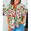 image:imageCicy Bell Womens Floral Babydoll Tops V Neck Lantern Sleeve Loose Blouses  Cute Style Summer Flowy Versatile for Daily Machine WashableFloral Beige