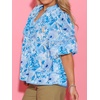 image:imageCicy Bell Womens Floral Babydoll Tops V Neck Lantern Sleeve Loose Blouses  Cute Style Summer Flowy Versatile for Daily Machine WashableFloral Blue