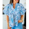 image:imageCicy Bell Womens Floral Babydoll Tops V Neck Lantern Sleeve Loose Blouses  Cute Style Summer Flowy Versatile for Daily Machine WashableFloral Blue