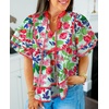 image:imageCicy Bell Womens Floral Babydoll Tops V Neck Lantern Sleeve Loose Blouses  Cute Style Summer Flowy Versatile for Daily Machine WashableFloral Green