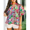 image:imageCicy Bell Womens Floral Babydoll Tops V Neck Lantern Sleeve Loose Blouses  Cute Style Summer Flowy Versatile for Daily Machine WashableFloral Green