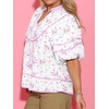 image:imageCicy Bell Womens Floral Babydoll Tops V Neck Lantern Sleeve Loose Blouses  Cute Style Summer Flowy Versatile for Daily Machine WashableFloral Light Purple