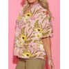image:imageCicy Bell Womens Floral Babydoll Tops V Neck Lantern Sleeve Loose Blouses  Cute Style Summer Flowy Versatile for Daily Machine WashableFloral Pink