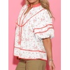 image:imageCicy Bell Womens Floral Babydoll Tops V Neck Lantern Sleeve Loose Blouses  Cute Style Summer Flowy Versatile for Daily Machine WashableFloral Red